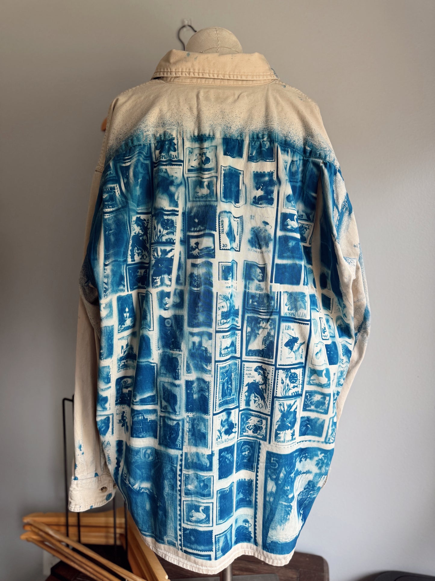 postage stamp wrangler button down (xxl)