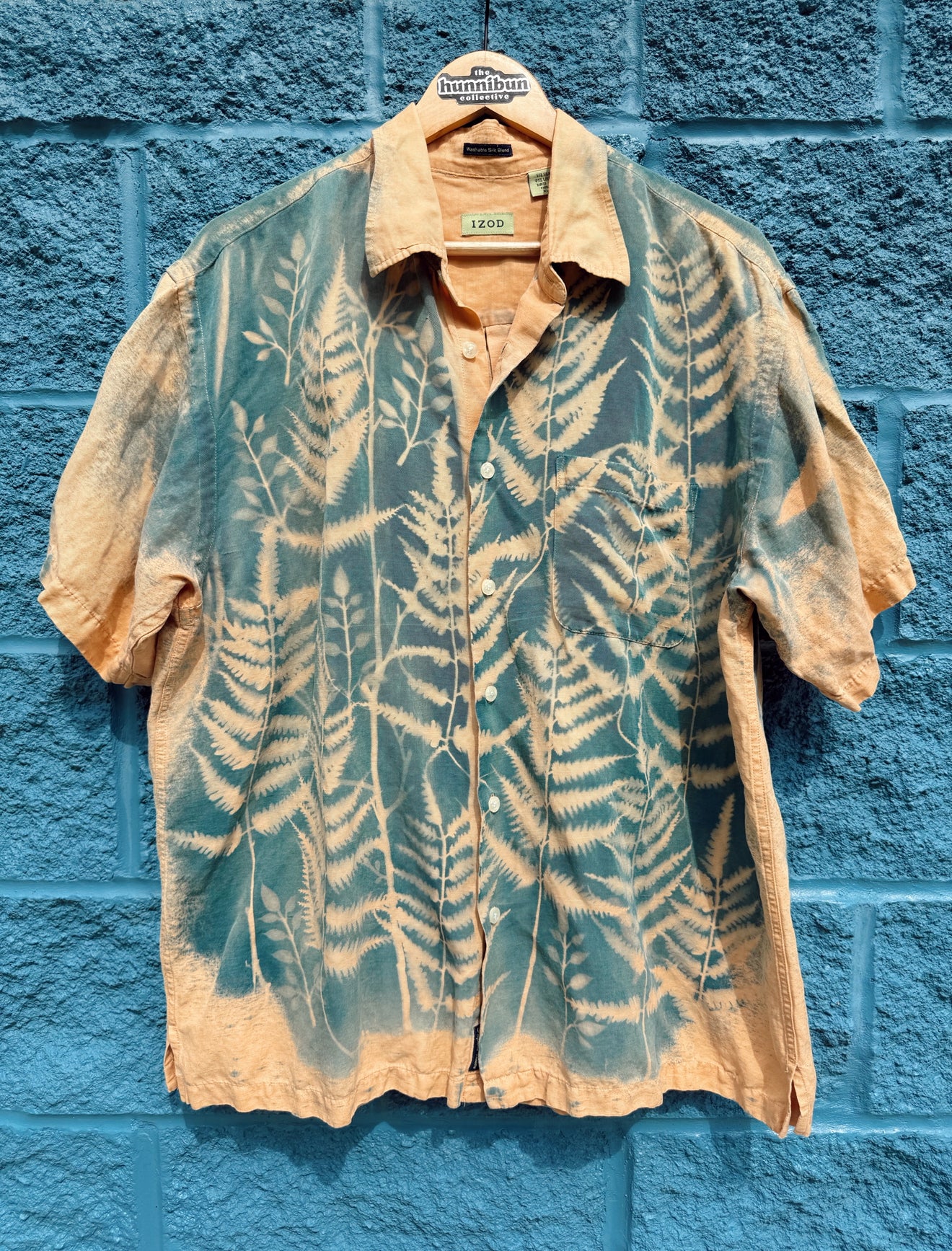 orange fern linen button down - xl