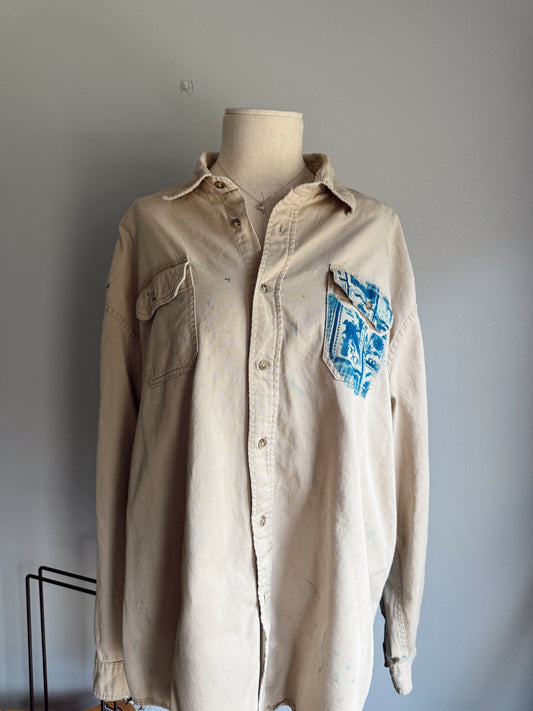 postage stamp wrangler button down (xxl)