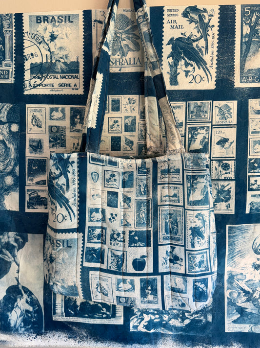 Postage Stamp Quilted Tote