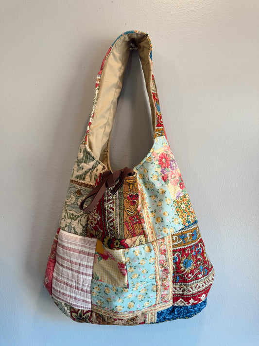 Khaki Quilted Tote Bag