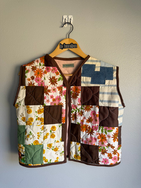 Rainbow Checkered Quilt Vest - Small