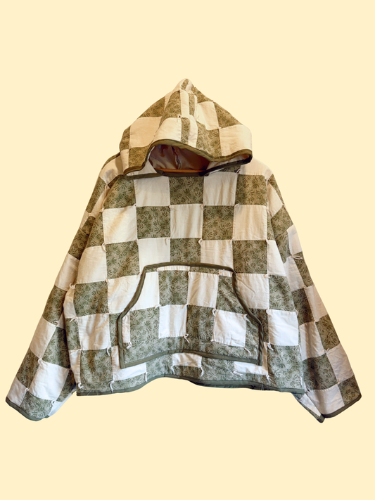 Checkered Quilted Hoodie - XXL
