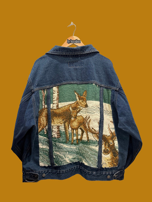 Denim Deer Panel Upcycle - XXL